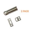 QCAA Solid Brass Surface Bolt, 2", Satin Nickel, 2 Pack, Made in Taiwan