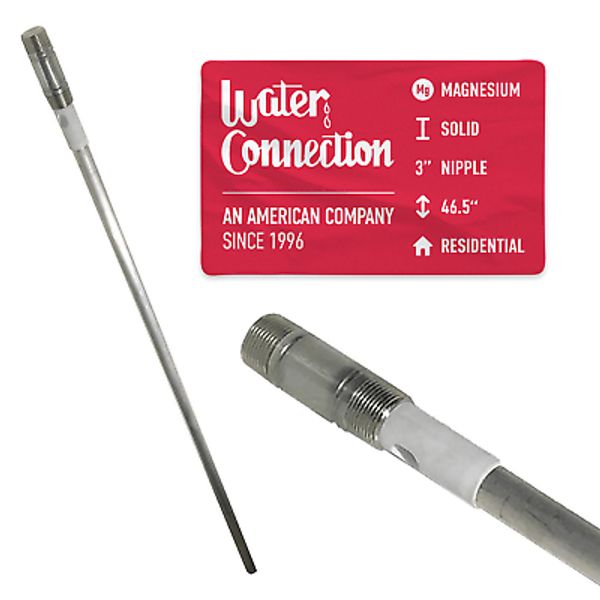 AR106 Rigid Magnesium Outlet Anode Rod, 3″ Nipple (.750 x 3/4” x 46.5”)