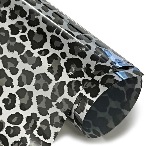 Stretchable WeedFoil Iron On Heat Transfer Vinyl 20" (Leopard Silver, 12")