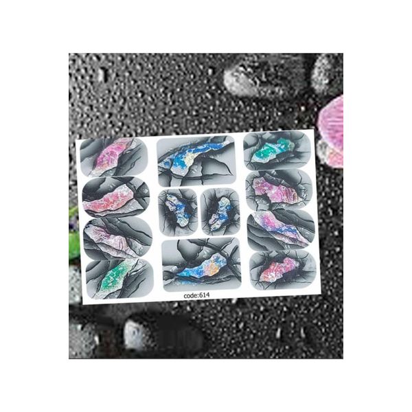 Renkli Desenli Tırnak Dövmesi Tırnak Tattoo Nail Art Tırnak Sticker