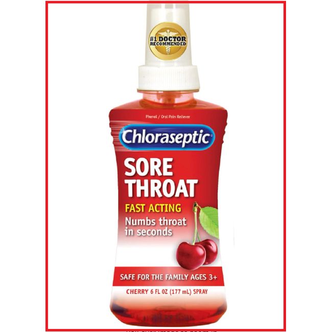 Chloraseptic Sore Throat Sprays 6 Fl Oz Cherry Flavor Fast Acting Pain Reliever