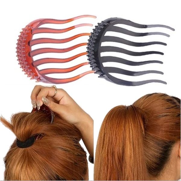 2Pcs Ponytail Bump it UP Hair Styling Insert Comb Fluffy Hair Comb (1Black+1Coffee)