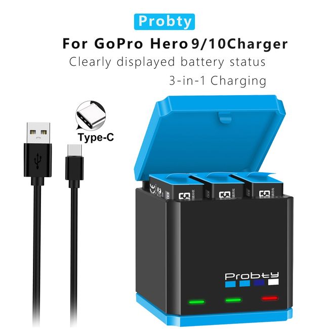 1850mAh Batteries with USB Charger For GoPro Hero 9 10 Black