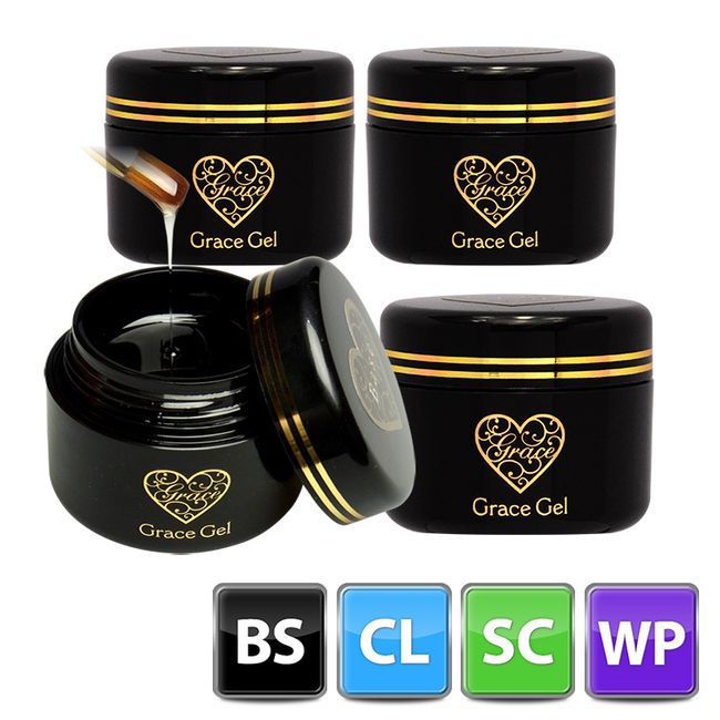 ●Yu-Packet not available●<br> Grace Gel Yokubari Set (Base, Clear, Scalp, Wipeless Top)