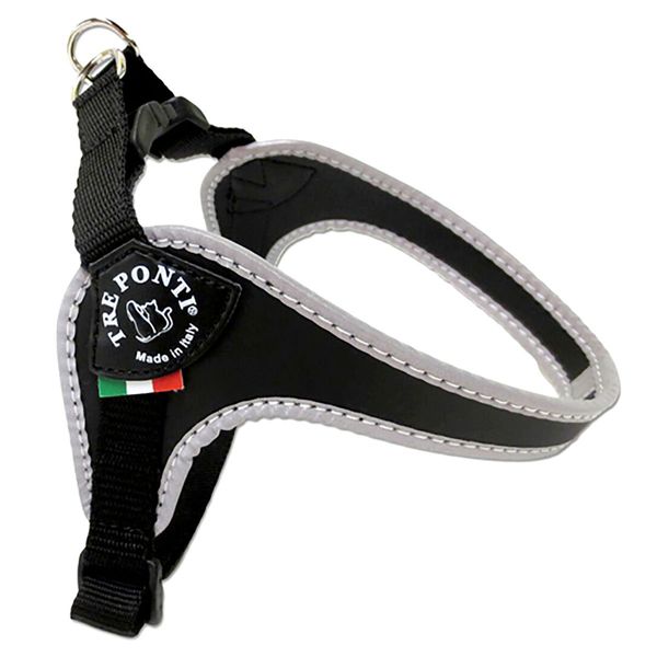 Tre Ponti Fibbia Small Dog Harness with Adjustable Belly Strap, 4 cm, Black