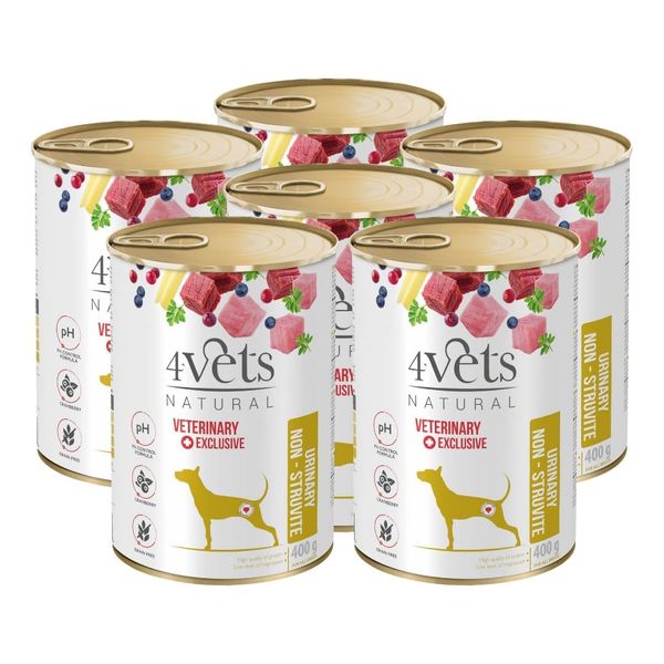 Westho Petfood | 4Vets Urinary Support 6 x 400 g Diät-Nassfutter für Hunde mit Harnwegserkrankungen | Getreidefrei | Reduzierter Natrium- & Kaliumgehalt | Hundefutter von Tierärzten