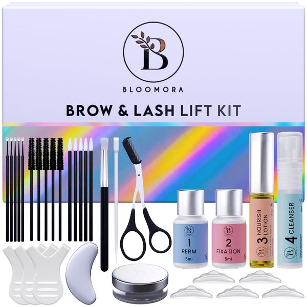 Lash Lift Kit & Eyebrow Lamination Kit, 2-in-1 Solution, At Home Brow Lamination Kit, Beginner/Professional, Eyelash Lift Kit, Lasts 6-8 Weeks, 15 Applications, DIY Brow + Lash Perm Kit