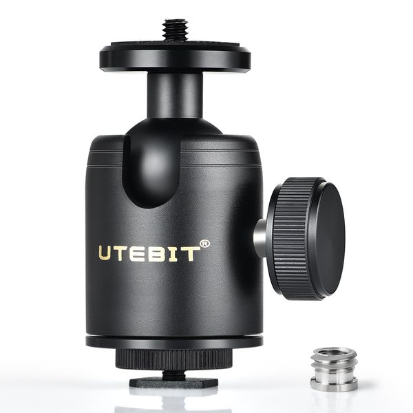 UTEBIT Mini Kugelkopf Stativkopf 30mm Ballhead Diameter Max Load 15Kg 360 Grad Kamera Kugelkopf mit 1/4" Schraube Hot Shoe Anzug für alle Arten von DSLR Kamera Stativ LCD-Monitor Blitz Licht Halter