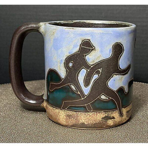 Mara of Mexico Signed Stoneware Ceramic Pottery Coffee Mug  Runner Jogger