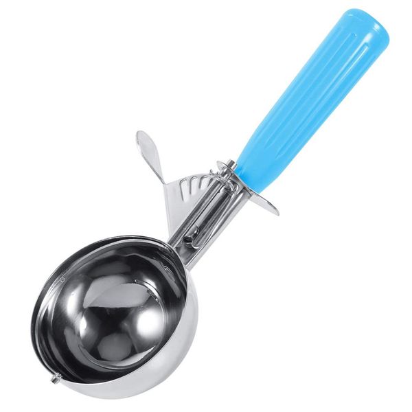 Nikou Ice Cream Scoop - 5.7cm Stainless Steel Cookie Scoop for Ice Cream, Fruit Scoop with Plastic Handle Practical Spoon Kitchen Tool (Blue)