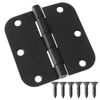 24 Pack Door Hinges 3-1/2" x 3-1/2" w/ 5/8" Radius Corners - Black