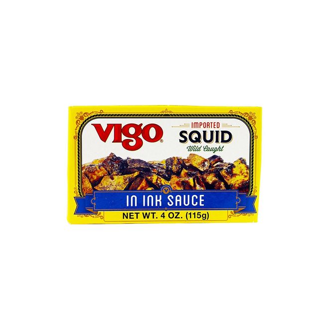Vigo Premium Imported Canned Seafood, Squid in Ink Sauce, Specialty Flavored, Perfect for Recipes and Dishes (Squid in Ink Sauce, 4 Ounce (Pack of 1))