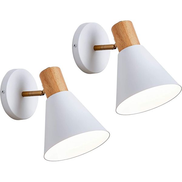 Clankin Wall Sconces Lighting Fixture WHITE Angle Adjustable 2-pack no Switch