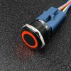 MGI SpeedWare Black Aluminum Push Button Switch with Socket, 3A 12vDC Ring LED, 3/4" 19mm (Latching, Red)