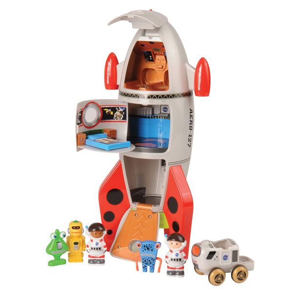 CP Toys Space Mission Rocket Ship Toy, Includes Astronaut Figurines, Aliens and Vehicle, Space Gifts, STEM Toddler Toys for Kids 3 Years and Older, 16.7"