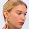 PABBEU Chunky Gold Hoop Earrings for Women, Lightweight 14k Real Gold Plated Hoops Earrings, Hypoallergenic 925 Oval Gold Hoops Earrings, Thick Gold Hoop Earrings for Women Gifts, 40 mm, Silver, No