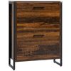 Shoe Cabinet w/ 2 Doors, 2-Drawer Cupboard Divider Rustic Brown