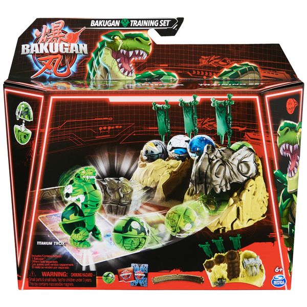 BAKUGAN Training Set with Titanium Trox, Inspired by Dinosaur Clan, Customizable Action Figure, Trading Cards and Playset, Toys for Boys and Girls Ages 6+