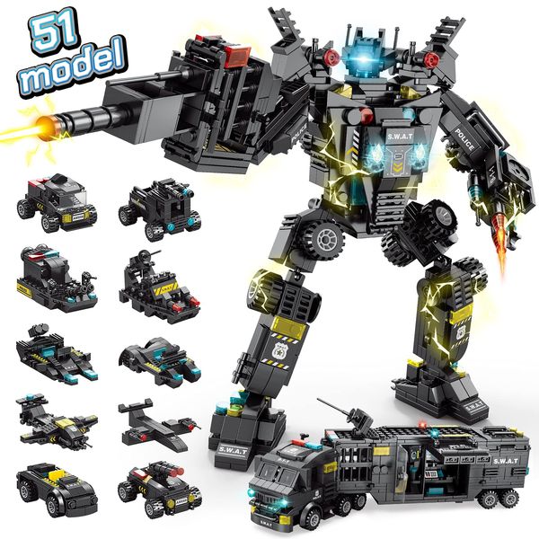 HISTOYE 51-in-1 Robot Building Kit for Kids Stem Building Toys Erector Set for Boys 8-12 Engineering Stem Projects Construction Building Blocks Toys Gifts for Boys Kids Age 6 7 8 9 10 11 12 Year Old