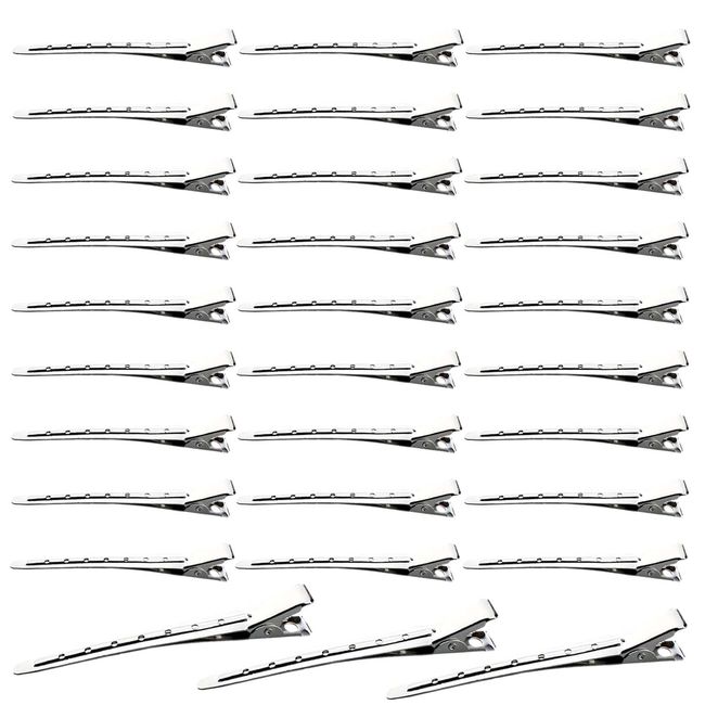 30 PCS Duck Bill Hair Clip Curl Clips Hair Clips for Styling Silver Hair Clips with Holes for Hair Styling & Care, Hair Coloring, Thick Hair Sectioning, Salon Hair Styling Clips Hair Clips for Curls