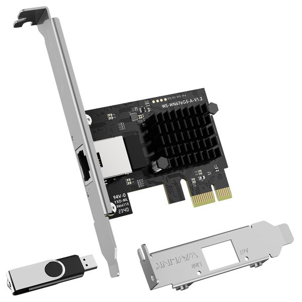 WAVLINK 5G Base-T PCIe Network Card, 5000/2500/1000Mbps PCI Express Ethernet Adapter with RTL8126, 5G NIC for Windows 11/10/8/8.1/7 & Linux with Low Profile Bracket