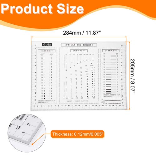 HARFINGTON 3pcs High Precision SEC Size Estimation Chart 285x204mm 0.12mm Transparency Flaw Detection Film Ruler for Diameter Area and Line Width Defects Measuring