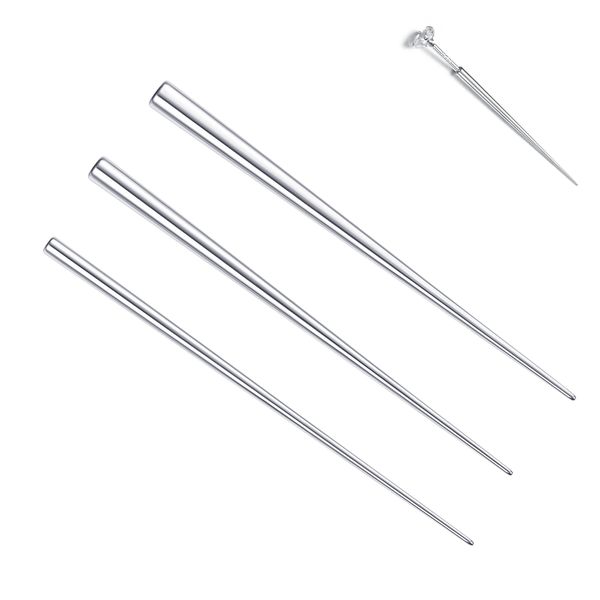 BESTEEL 3 Pcs 316L Surgical Steel Piercing Taper Insertion Pins, Pop Taper Piercings Kit for Ear/Nose/Lip/Eyebrow/Belly/Nipple/Tongue Piercing Changing Tool Stretcher, Body Piercing Kit Assistant Tool 14G 16G 18G Internal Thread Bar