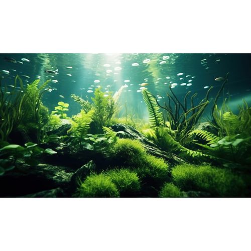 Underwater Fish Tank Background Under The Sea Aquatic Plants Aquarium Background Ocean Floor Rock Terrarium Backgrounds Tropical Fish Green Seaweeds Aquarium Backgrounds for Fish Tank Decor 24x12in