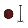 24" Round Mahogany Laminate Table Top With Base - Bar Height Restaurant Table