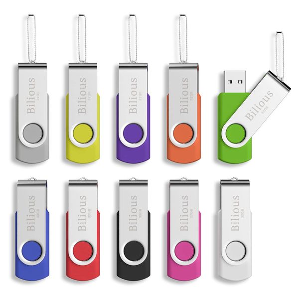 Bilious Compact Flash Memory, Rotation, Colorful, Shockproof, Waterproof, Dustproof, USB 2.0 (10 Pieces, 32GB)