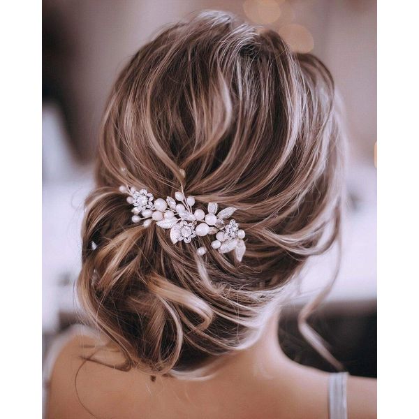 Unicra Bride Wedding Crystal Hair Vines Flower Leaf Headpieces Bridal Hair Accessories for Women and Girls (Sliver)