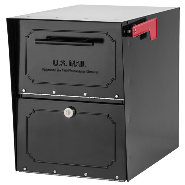 Architectural Mailboxes 6200B-10 Oasis Classic Locking Post Mount Parcel Mailbox with High Security Reinforced Lock,Black,18.00 x 15.00 x 11.50 inches