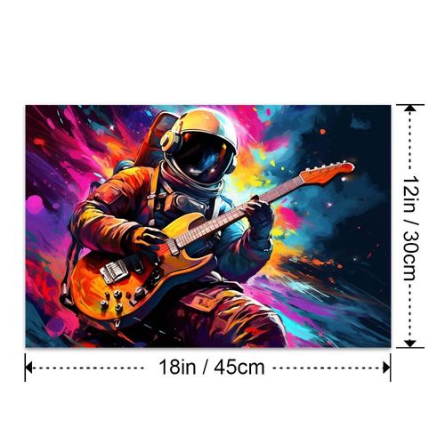 COTAIL Unframed Canvas Wall Art For Bedroom Office Wall Decor, 18x12in Astronauts playing guitar Wall Decorations For Living Room Painting Pictures Artwork For Modern Posters Prints Home Decor