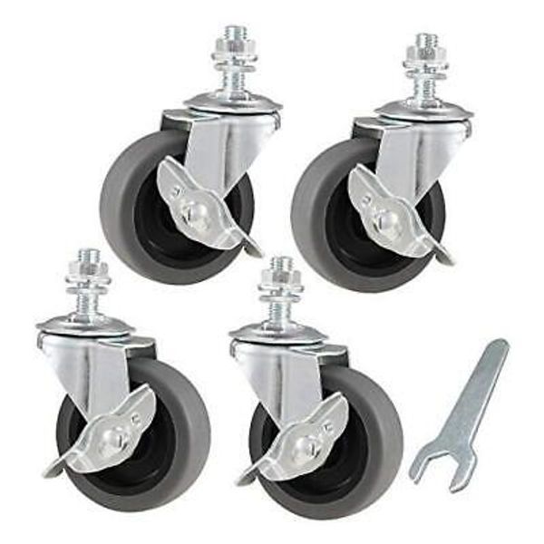 Caster Wheels, 3" Locking Swivel Casters Set of 4-16 x 1" (Screw Diameter 3/8"