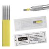 WOLAYI 30pcs 15F Double Line Flat Eyebrow Microblading Needle for Fog Embroidery Blades Needles for Permanent Makeup Manual Supplies (15 Pins,Yellow)