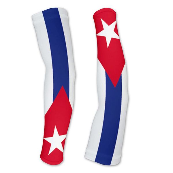 Cuba Flag Compression Arm Sleeves UV Protection Unisex - Walking - Cycling - Running - Golf - Baseball - Basketball - Size L