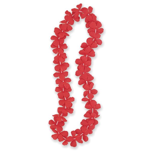 Red Flower Lei (101cm) 1 Piece - Magnificent Vibrant Color Lei Necklace, Perfect for Parties, Celebrations & Holidays