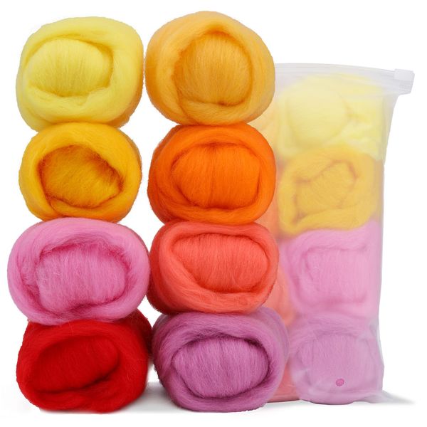 Namner Needle Felting Wool, 2.82oz/80g Felting Wool of 8 Colors, Wool Roving, Needle Felting Supplies, Needle Felting Wool Kit, Needle Felting Wool Set, for Starter DIY Wool Crafts, Summer