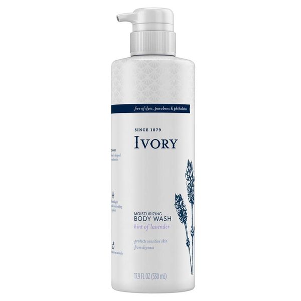 Ivory Moisturizing Body Wash Hint of Lavender, 17.9 Fl oz, 4.673 Lb