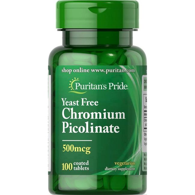 Puritans Pride Chromium Picolinate 500 Mcg Yeast Free, 100 Count'