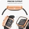 【3 Pack】 Cases compatible with Fitbit Versa 2 Screen Protector, Hard PC Plated Full Coverage Screen Bumper Full Sensitive Cover for Versa 2 Only （Black+Rose gold+Clear）