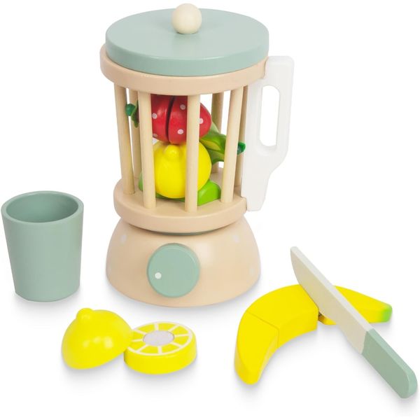 Wooden Blender Toys Play Kitchen Set for Kids-Fruit Juicer Maker Toy,Pretend Cutting Fruits Toys Mixer Food Play Kitchen Accessories for Kids,Toy Blender for Kids 3+ Years Old（Wood Fruit Blender）