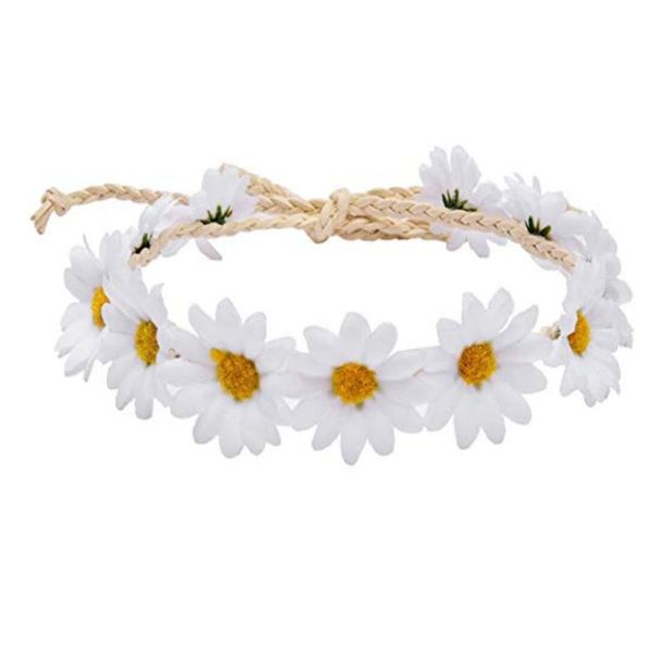 3PCS Daisy Flower Headband Stylish Sunflower Crown Bridal Wedding Hair Wreath Festival Bohemia Headpiece Accessories for Womens Girls