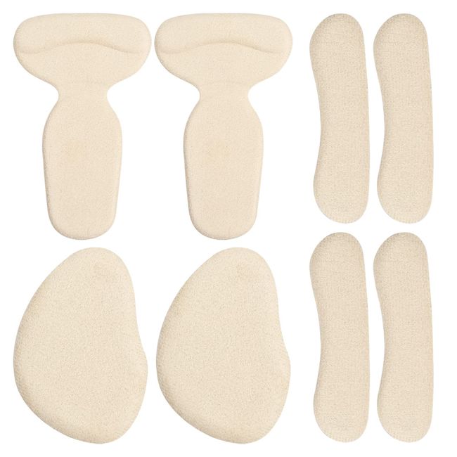 8Pcs Heel Grips for Ladies Shoes High Geel Cushion Pads Heel Grips Mens Shoes Self-Adhesive Inserts Shoes Liners High Heel Shoe Insoles Stickers Shoe Protectors for Foot Pain Relief Most Shoes, Beige