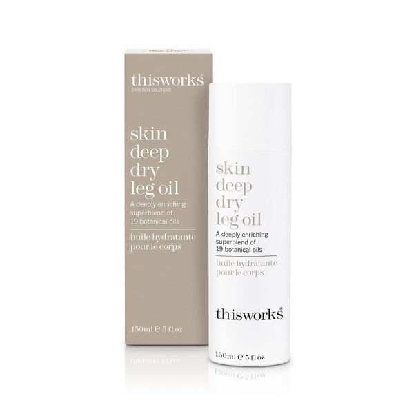 This Works Skin Deep Dry Leg Oil, 150 ml - Body Oil for Dry Skin - Nourishing Body Moisturiser Enriched with 19 Essentials Oils including Sandalwood, Jojoba, Coconut and Rose Oil for a Hydrating Glow