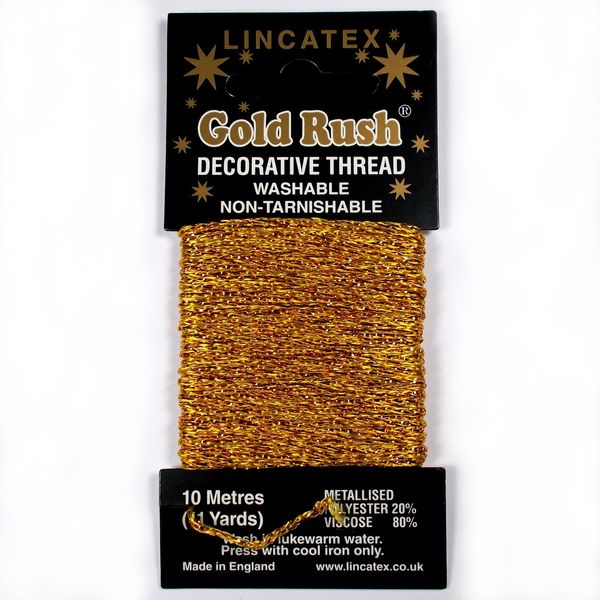 Gold Rush Metallic Decorative Glitter Embroidery Thread - 10 Metre Card (Gold)