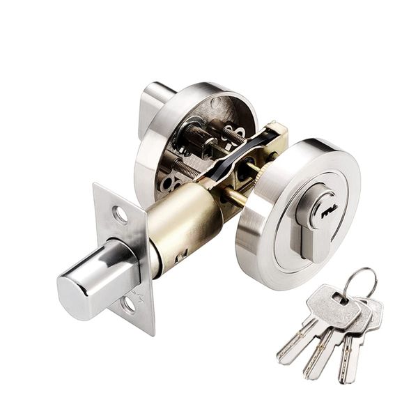 Qrity Single Cylinder Deadbolt, Round Deadbolt Lock with Keys, Modern Door Locks, Zinc Alloy Deadbolt, Invisible Door Lock for Front Door, Entrance Door, Passage Door