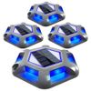4Pack Solar Deck Lights Blue Driveway Dock Lights Blue Light for Step Sidewalk