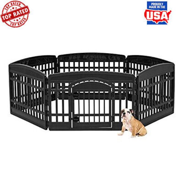 6-Panel Dog Cat Pet Playpen W/ Door Non-Skid Rubber Feet Customizable Home New