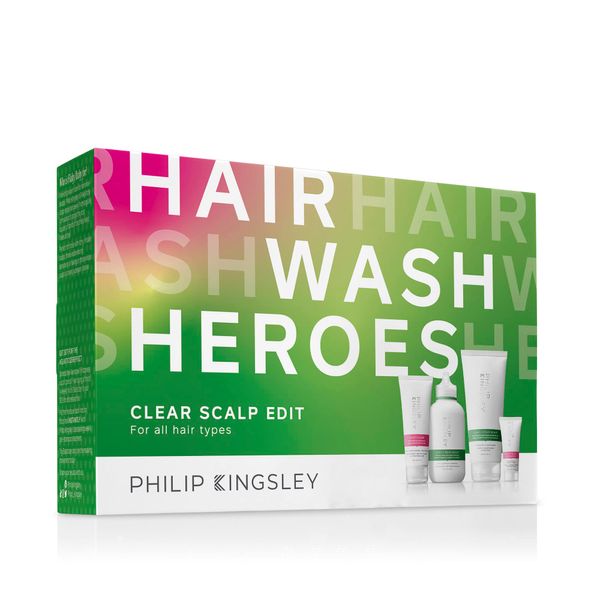 Philip Kingsley Hair Wash Heroes Clear Scalp Edit - Includes Flaky/Itchy Scalp Anti-Dandruff Shampoo and Conditioner Set with Elasticizer Deep Conditioning Hair Mask Treatments, Dry Scalp Cleansing